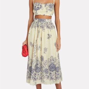 ALEXIS sunrise floral linen midi skirt - Size XS